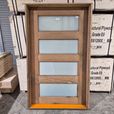 Timber Entry Door - Pre-Hung in a 2095h x 1267w Frame w/ 4 x Obscure Glass (XS24) *Factory 2nd* 10732