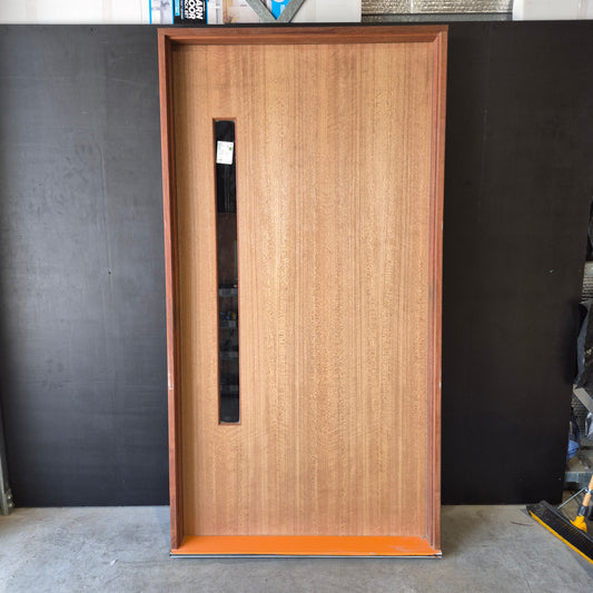 Timber Entry Door - Pre-Hung in a 2405h x 1267w Frame w/ 1 x Tinted Glass (BFR3) *Factory 2nd* 10736
