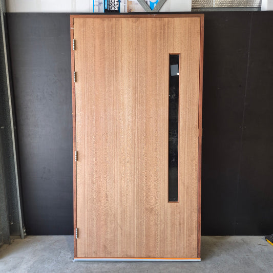Timber Entry Door - Pre-Hung in a 2405h x 1267w Frame w/ 1 x Tinted Glass (BFR3) *Factory 2nd* 10736