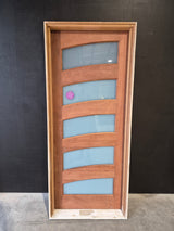 Timber Entry Door - Pre-Hung in a 2105h x 887w Frame w/ 5 x Obscure Glass (SUN AL) *Factory 2nd* 10742