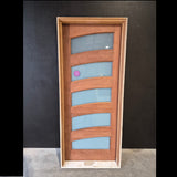 Timber Entry Door - Pre-Hung in a 2105h x 887w Frame w/ 5 x Obscure Glass (SUN AL) *Factory 2nd* 10742