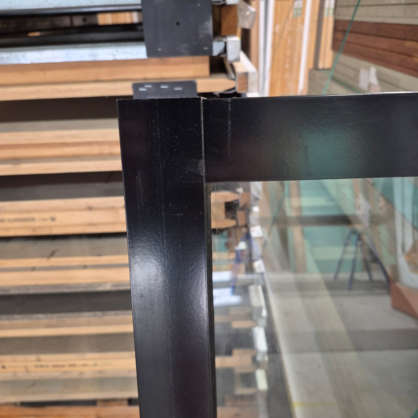 Fixed Window - 900h x 1800w Black w/ Laminated Clear Glass *Factory 2nd* SKU: 10747