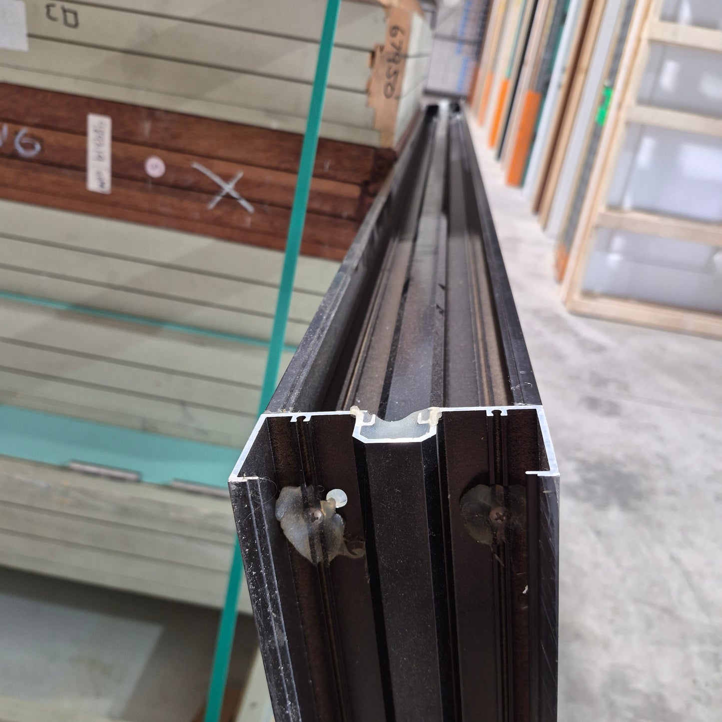 Fixed Window - 900h x 1800w Black w/ Laminated Clear Glass *Factory 2nd* SKU: 10747