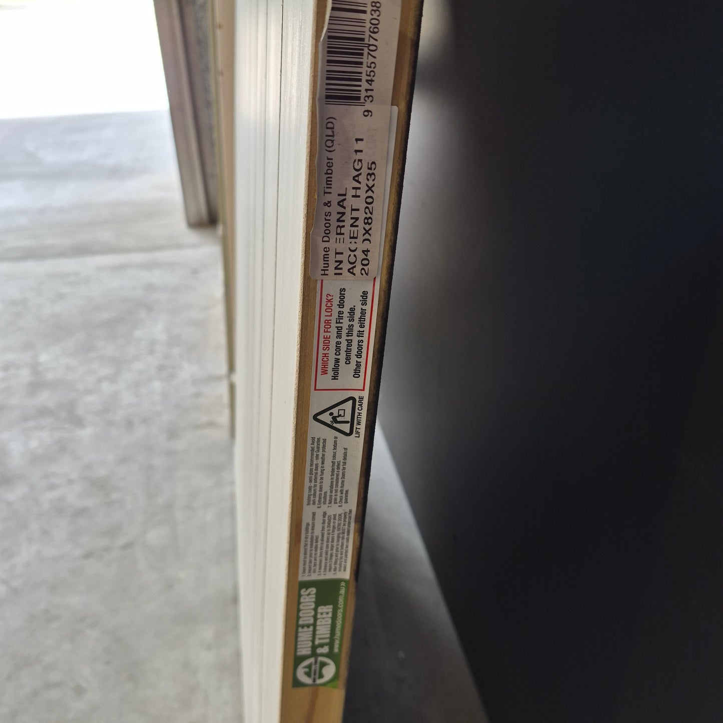 Cavity Slider Frame + Door - 2040h x 820w Hollow Core w/ Pattern (HAG11) *Factory 2nd* SKU: 10754