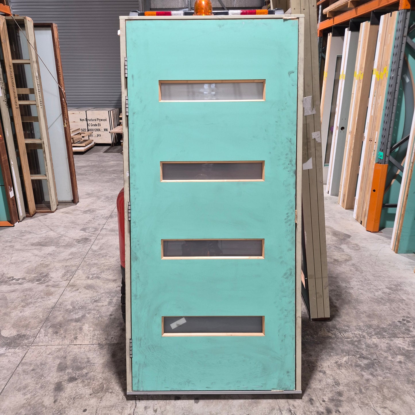 Timber Entry Door - Pre-Hung in a 2080h x 987w Frame w/ 4 x Obscure Glass (XN5) *Factory 2nd* 10755