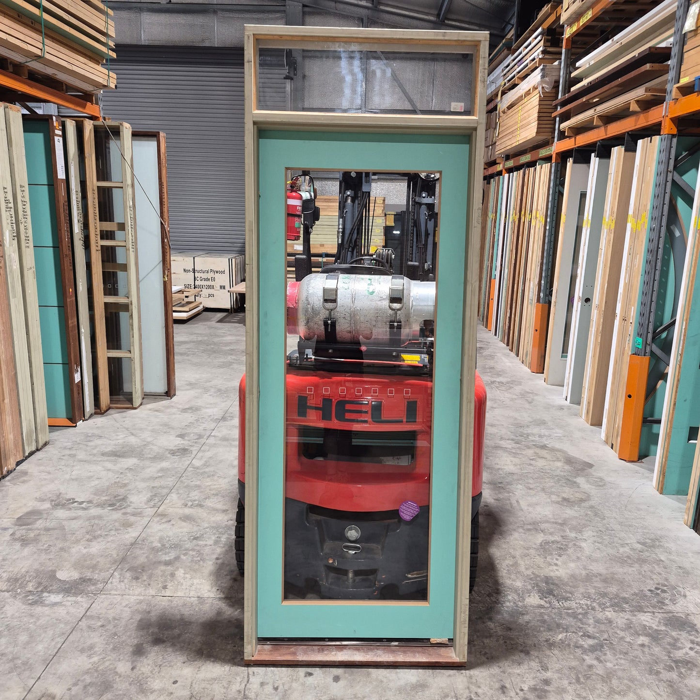 Timber Entry Door - Pre-Hung in a 2430h x 887w Frame w/ 1 x Clear Glass + Toplite *Factory 2nd* 10756