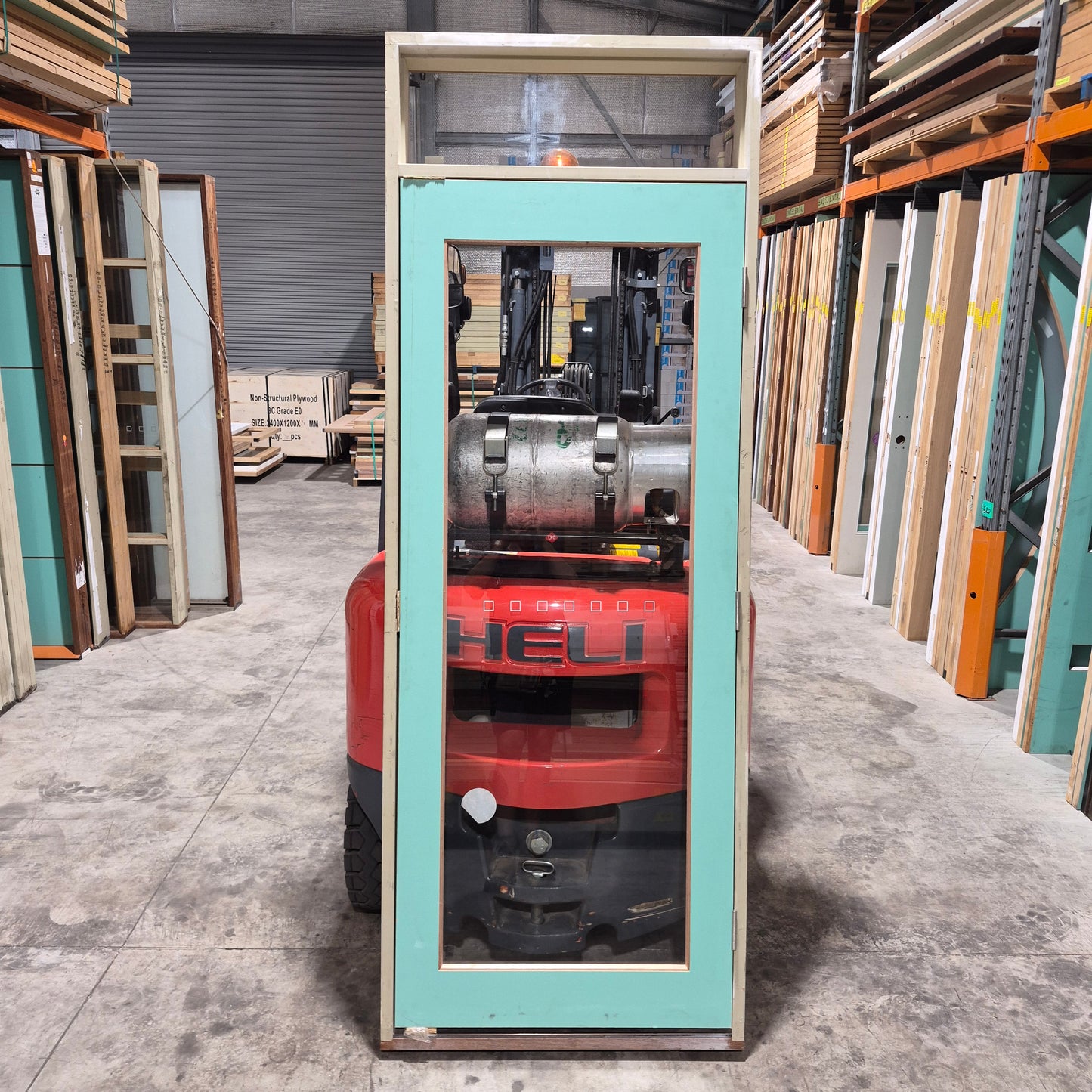 Timber Entry Door - Pre-Hung in a 2430h x 887w Frame w/ 1 x Clear Glass + Toplite *Factory 2nd* 10756