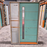 Timber Entry Door - Pre-Hung in a 2093h x 1410w Frame w/ 1 x Obscure Glass + Sidelite *Factory 2nd* 10758