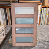 Timber Entry Door - 2040h x 1200w Solid Core w/ 4 x Obscure Glass *Factory 2nd* 10760
