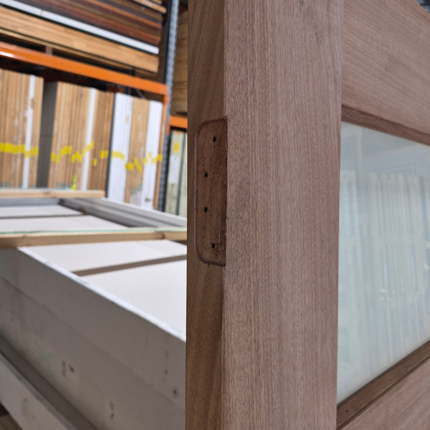 Timber Entry Door - 2040h x 1200w Solid Core w/ 4 x Obscure Glass *Factory 2nd* 10760