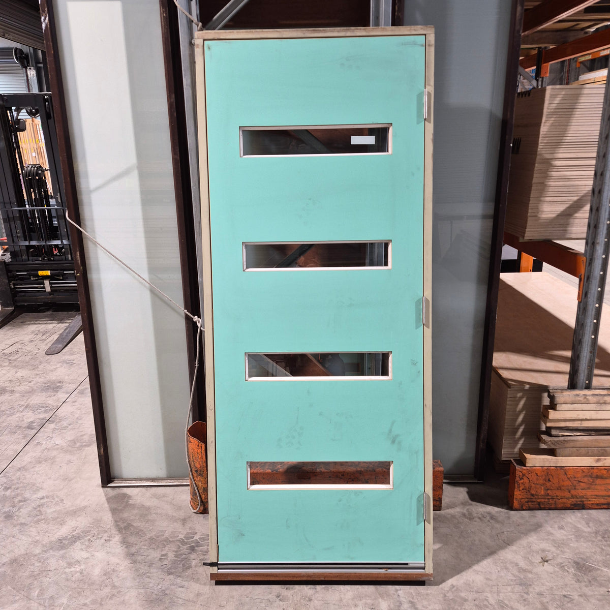 Timber Entry Door - Pre-Hung in a 2130h x 887w Frame w/ 4 x Clear Glass (XN5) *Factory 2nd* 10773