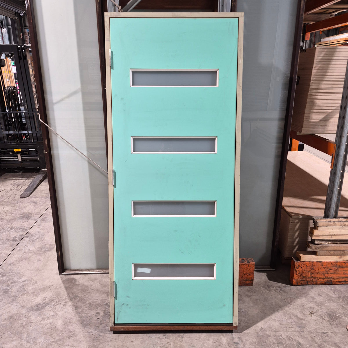 Timber Entry Door - Pre-Hung in a 2125h x 887w Frame w/ 4 x Obscure Glass (XN5) *Factory 2nd* 10774