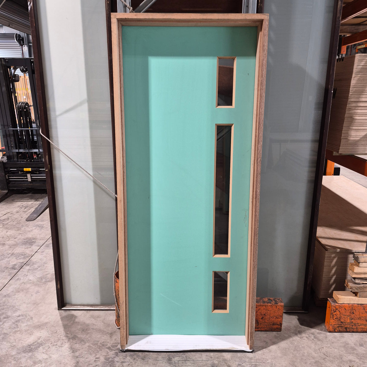 Timber Entry Door - Pre-Hung in a 2100h x 887w Frame w/ 3 x Clear Glass (XN2) *Factory 2nd* 10775
