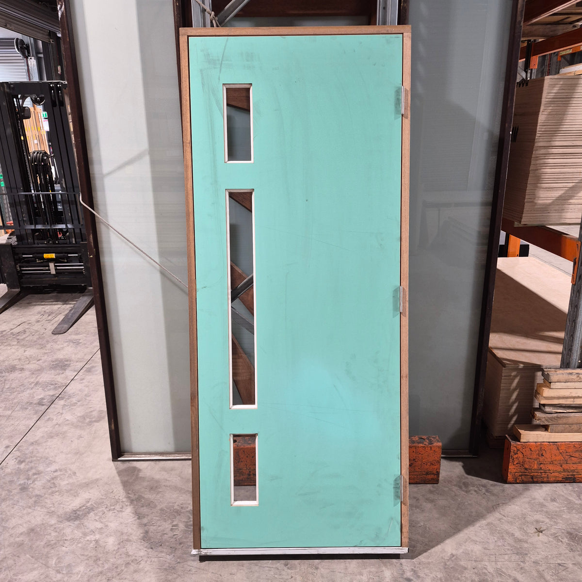 Timber Entry Door - Pre-Hung in a 2100h x 887w Frame w/ 3 x Clear Glass (XN2) *Factory 2nd* 10775