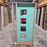 Timber Entry Door - Pre-Hung in a 2095h x 1060w Frame w/ 4 x Clear Glass + Sidelite *Factory 2nd* 10778