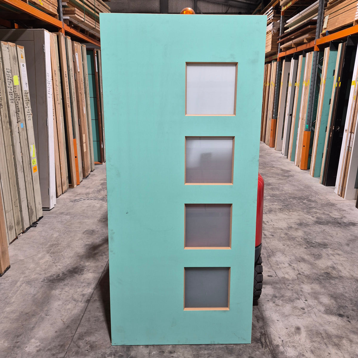 Timber Entry Door - 2040h x 920w Solid Core w/ 4 x Obscure Glass *Factory 2nd* SKU: 10780