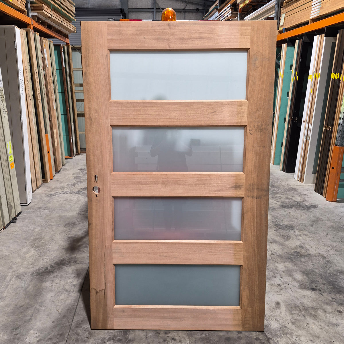 Timber Entry Door - 2040h x 1200w Solid Core w/ 4 x Obscure Glass *Factory 2nd* SKU: 10781