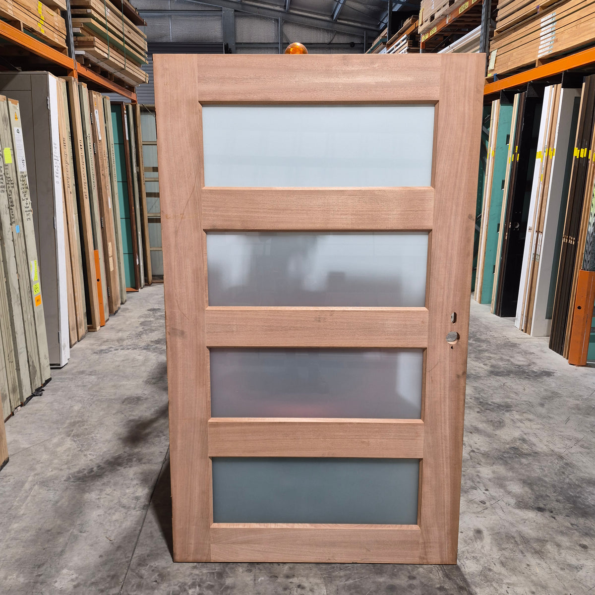 Timber Entry Door - 2040h x 1200w Solid Core w/ 4 x Obscure Glass *Factory 2nd* SKU: 10781