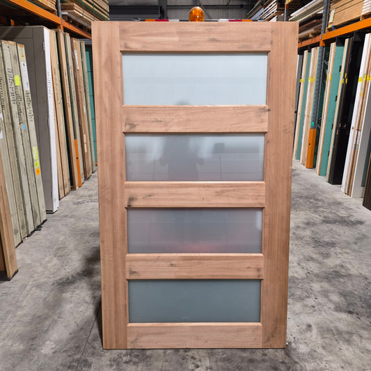 Timber Entry Door - 2040h x 1200w Solid Core w/ 4 x Obscure Glass *Factory 2nd* SKU: 10782