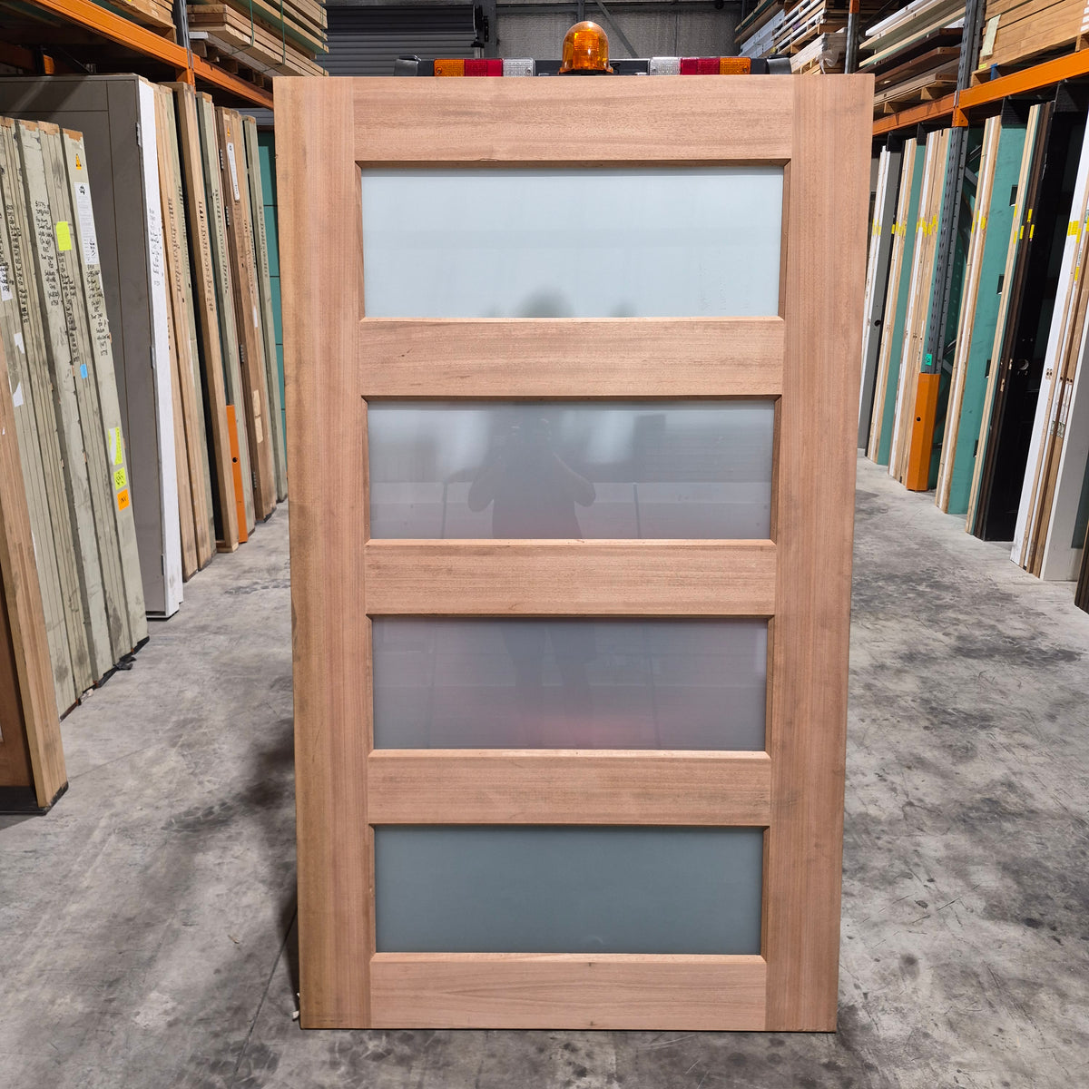 Timber Entry Door - 2040h x 1200w Solid Core w/ 4 x Obscure Glass *Factory 2nd* SKU: 10782