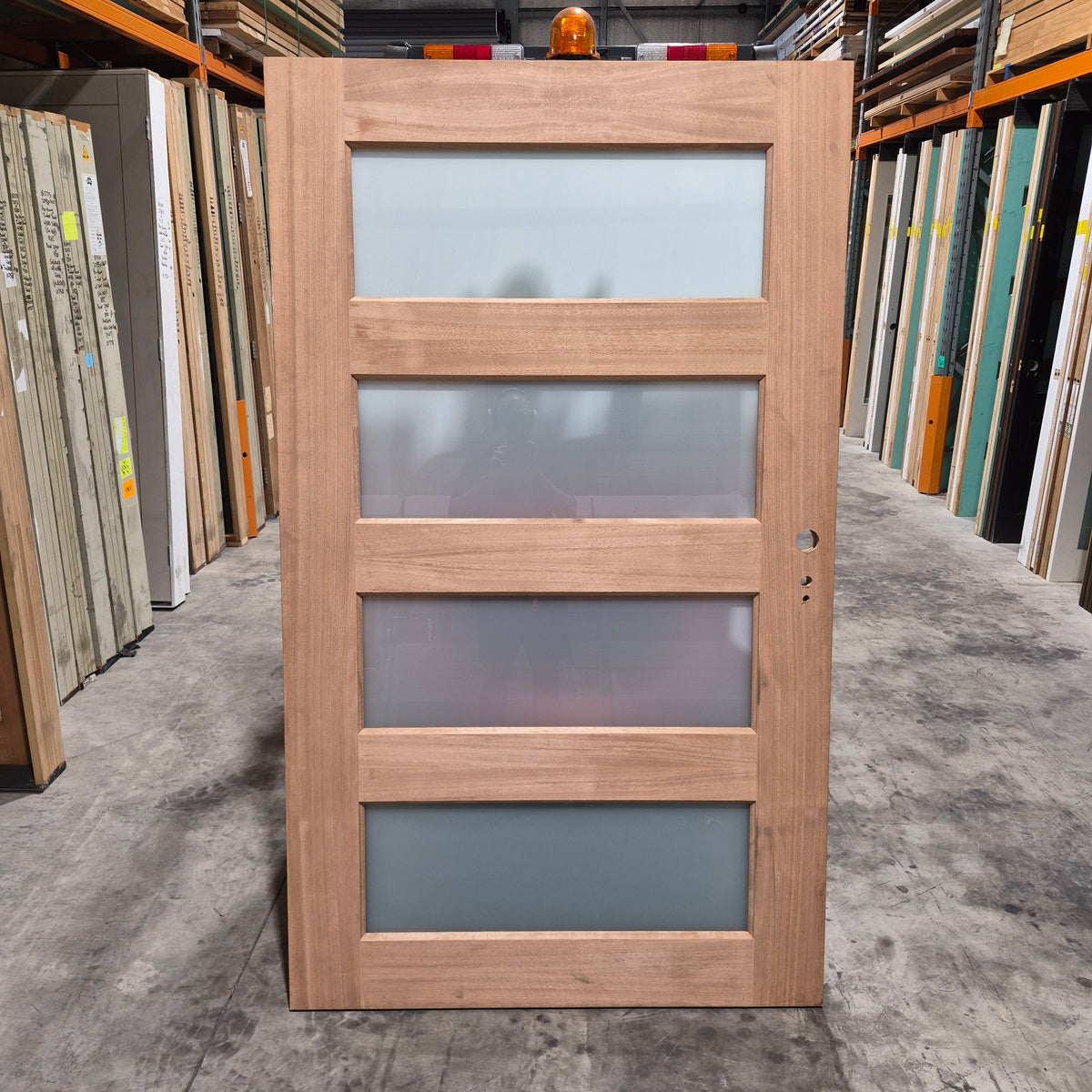 Timber Entry Door - 2040h x 1200w Solid Core w/ 4 x Obscure Glass *Factory 2nd* SKU: 10783