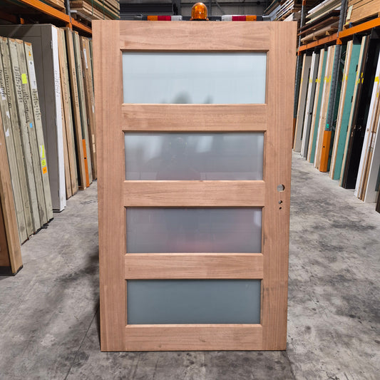 Timber Entry Door - 2040h x 1200w Solid Core w/ 4 x Obscure Glass *Factory 2nd* SKU: 10783