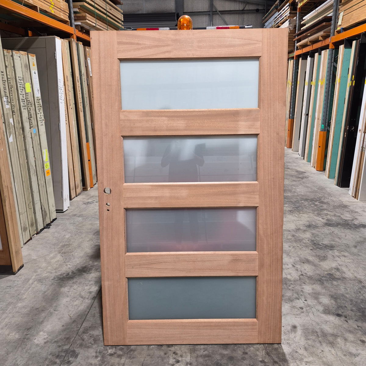 Timber Entry Door - 2040h x 1200w Solid Core w/ 4 x Obscure Glass *Factory 2nd* SKU: 10783