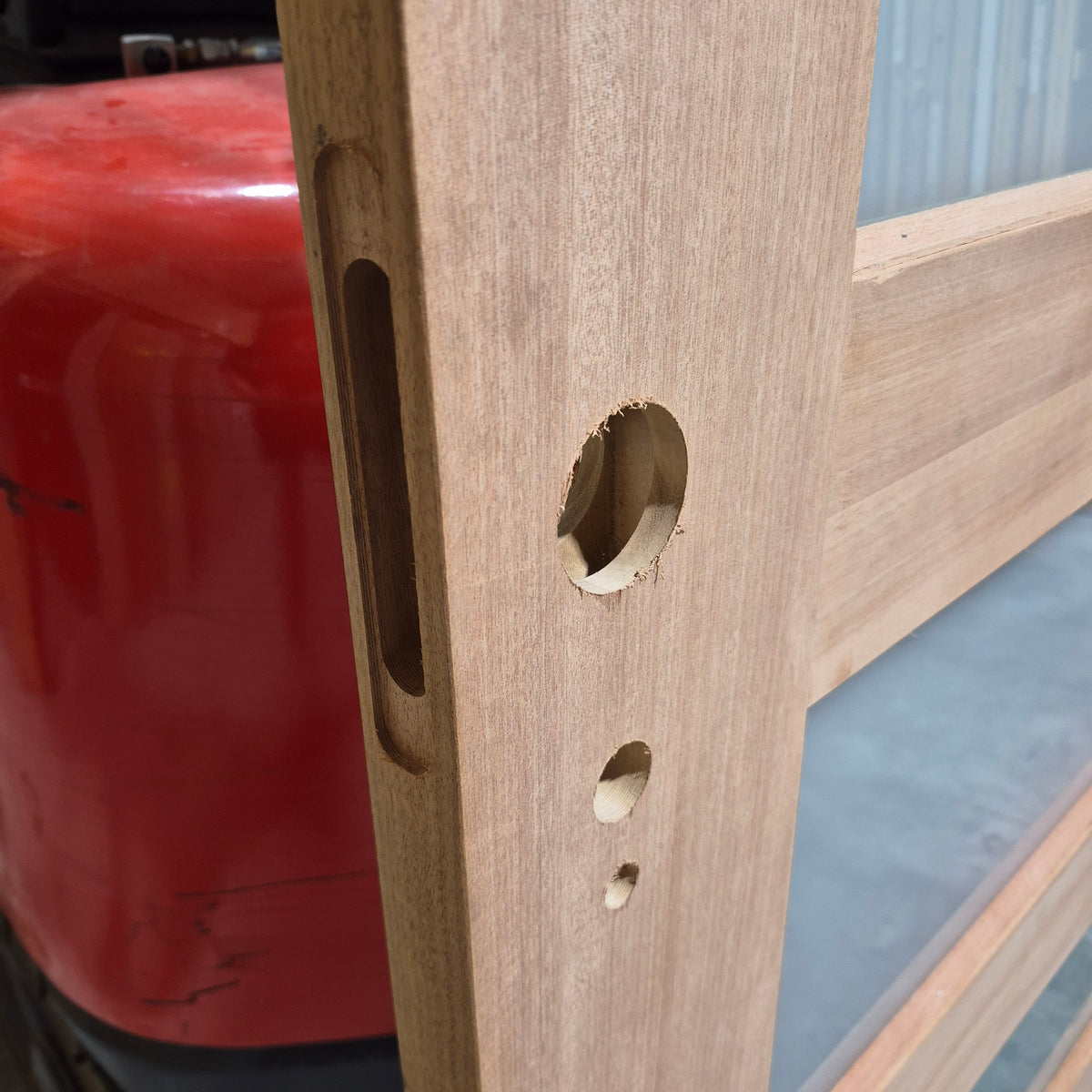 Timber Entry Door - 2040h x 1200w Solid Core w/ 4 x Obscure Glass *Factory 2nd* SKU: 10783