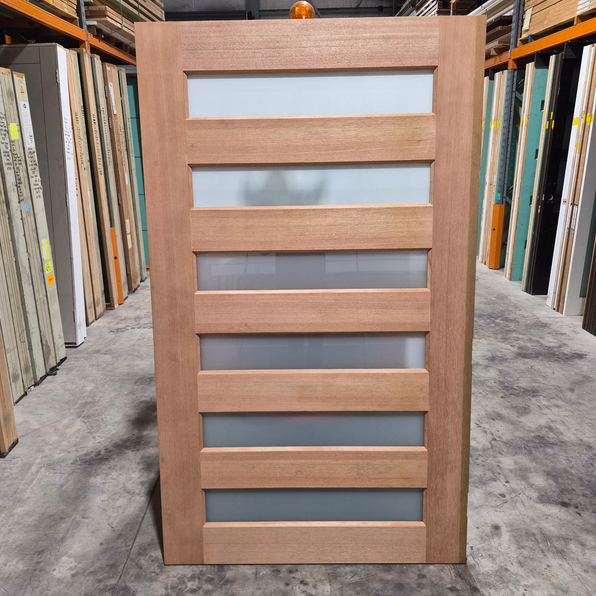 Timber Entry Door - 2040h x 1200w Solid Core w/ 6 x Obscure Glass *Factory 2nd* SKU: 10784