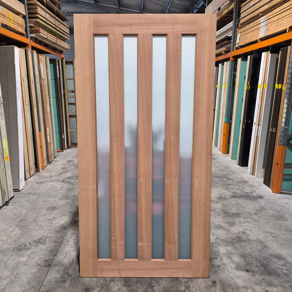 Timber Entry Door - 2340h x 1200w Solid Core w/ 4 x Obscure Glass *Factory 2nd* SKU: 10785