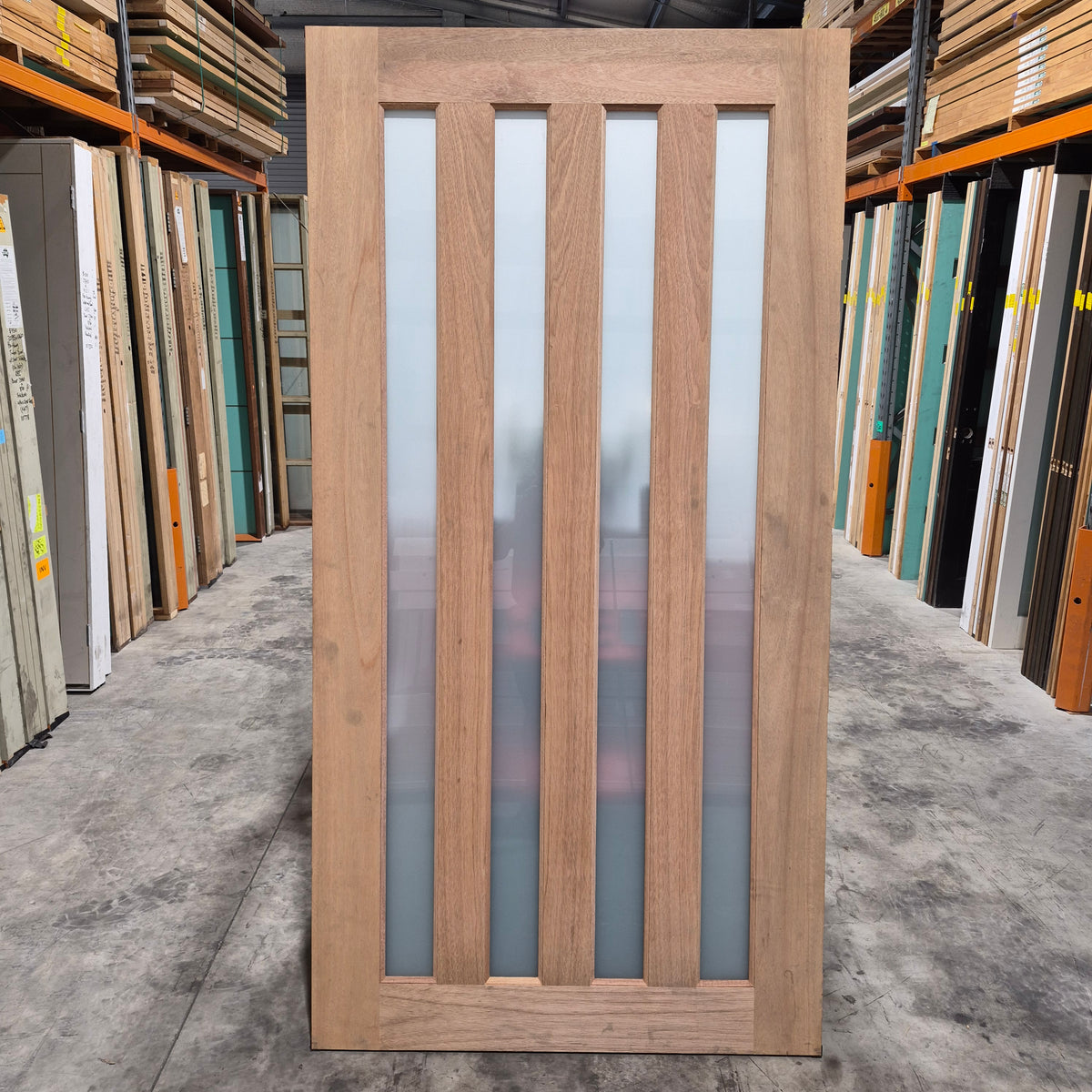 Timber Entry Door - 2340h x 1200w Solid Core w/ 4 x Obscure Glass *Factory 2nd* SKU: 10786
