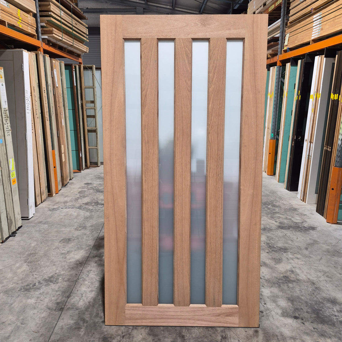 Timber Entry Door - 2340h x 1200w Solid Core w/ 4 x Obscure Glass *Factory 2nd* SKU: 10786
