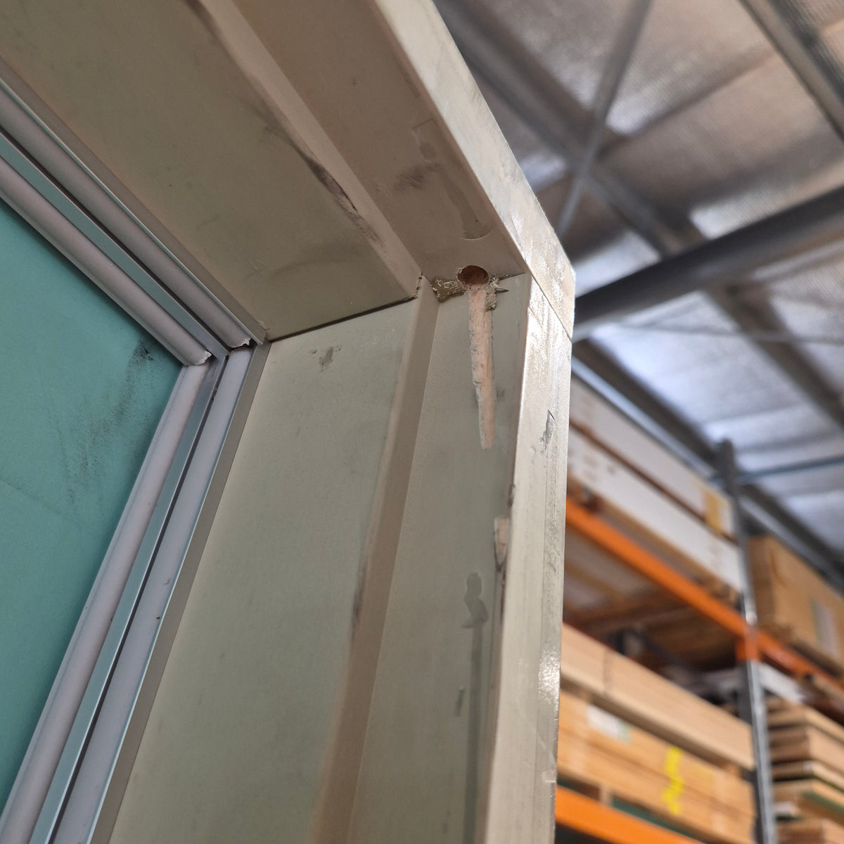 Timber Entry Door - Pre-Hung in a 2115h x 937w Frame w/ 4 x Obscure Glass *Factory 2nd* 10787