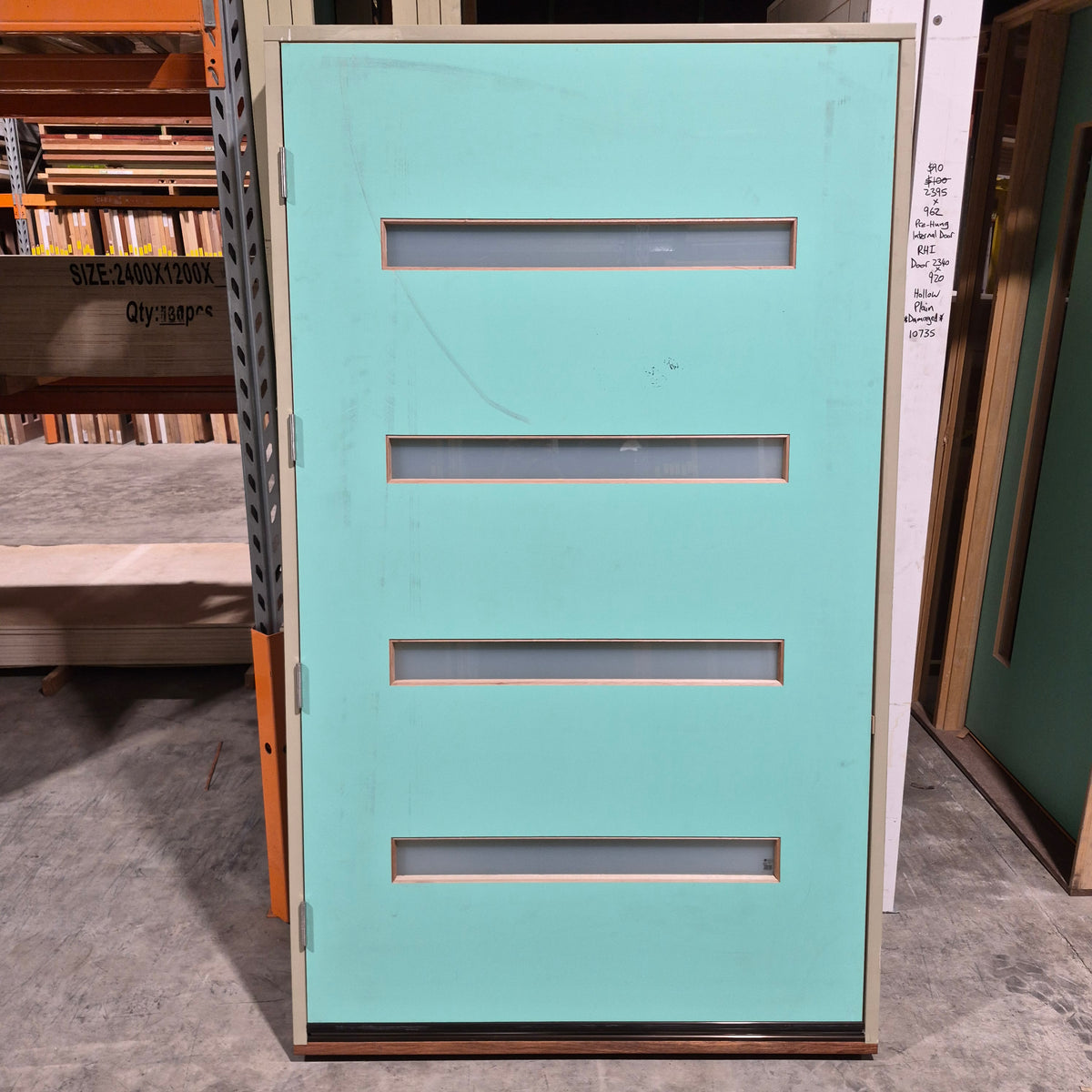 Timber Entry Door - Pre-Hung in a 2130h x 1267w Frame w/ 4 x Obscure Glass (XN5) *Factory 2nd* 10794