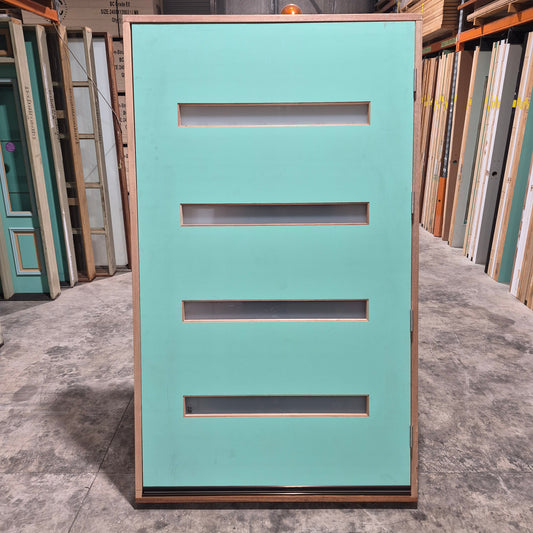 Timber Entry Door - Pre-Hung in a 2130h x 1267w Frame w/ 4 x Obscure Glass (XN5) *Factory 2nd* 10795