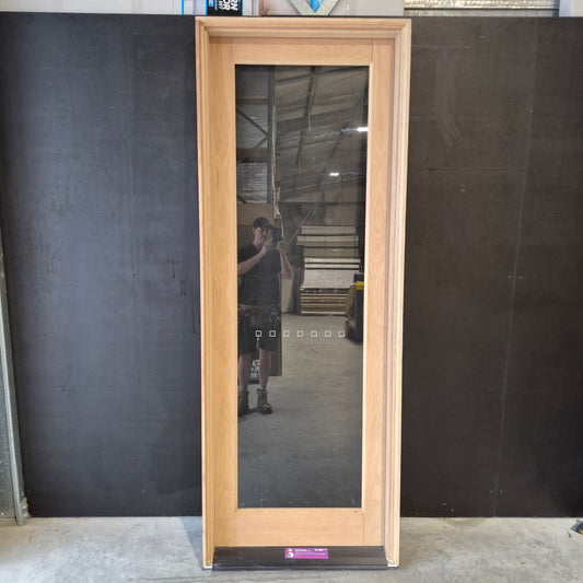 Timber Entry Door - Pre-Hung in a 2400h x 887w Frame w/ 1 x Clear Glass (AWO 21) *Factory 2nd* 10797