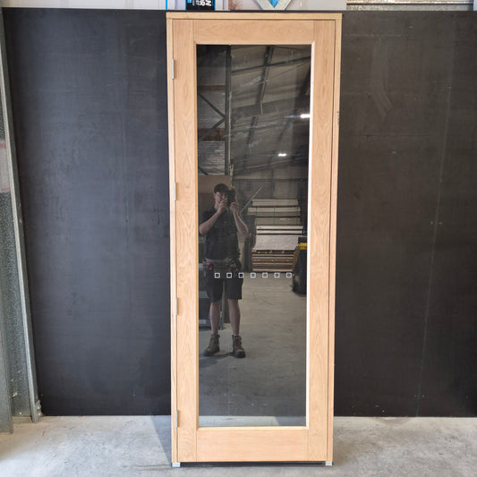 Timber Entry Door - Pre-Hung in a 2400h x 887w Frame w/ 1 x Clear Glass (AWO 21) *Factory 2nd* 10797