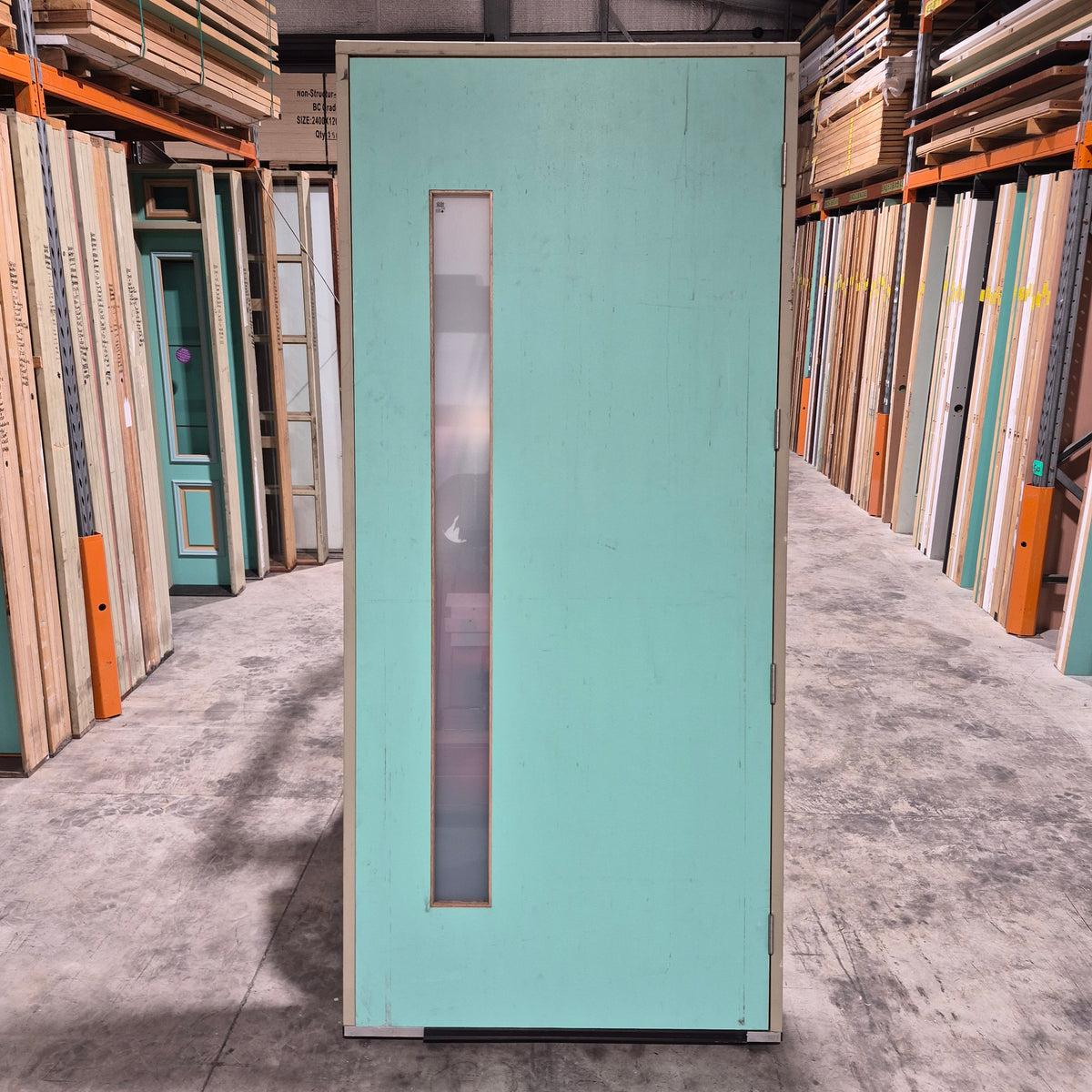 Timber Entry Door - Pre-Hung in a 2400h x 1087w Frame w/ 1 x Obscure Glass (PRU 101) *Factory 2nd* 10799