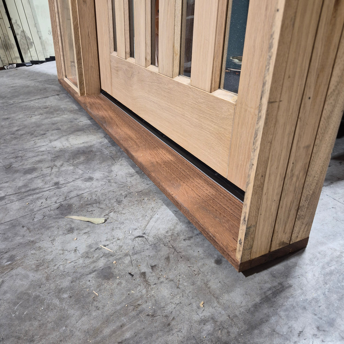 Timber Entry Door - Pre-Hung in a 2430h x 1690w Frame w/ 5 x Clear Glass + Sidelite *Factory 2nd* 10800