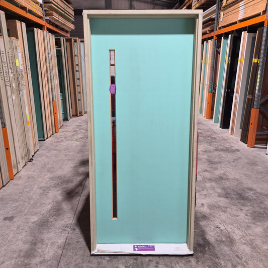 Timber Entry Door - Pre-Hung in a 2102h x 937w Frame w/ 1 x Clear Glass (PSLM 201) *Factory 2nd* 10806