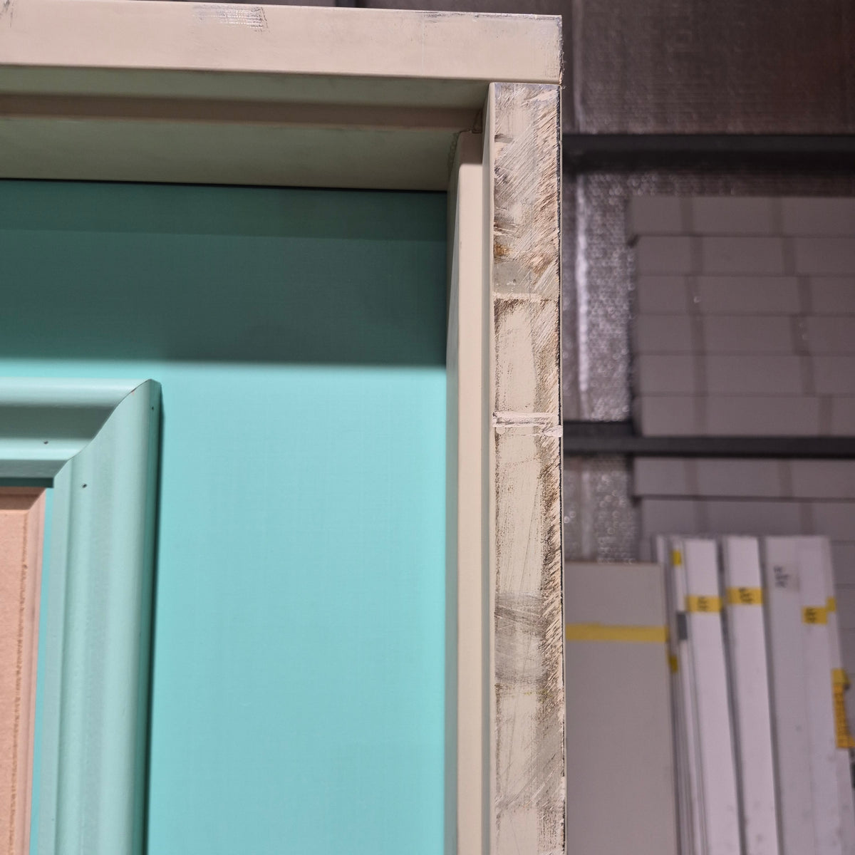 Timber Entry Door - Pre-Hung in a 2400h x 1490w Frame w/ Routed Pattern + Sidelite *Factory 2nd* 10807