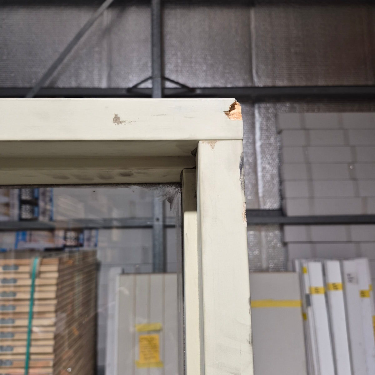 Timber Entry Door - Pre-Hung in a 2400h x 1490w Frame w/ Routed Pattern + Sidelite *Factory 2nd* 10807