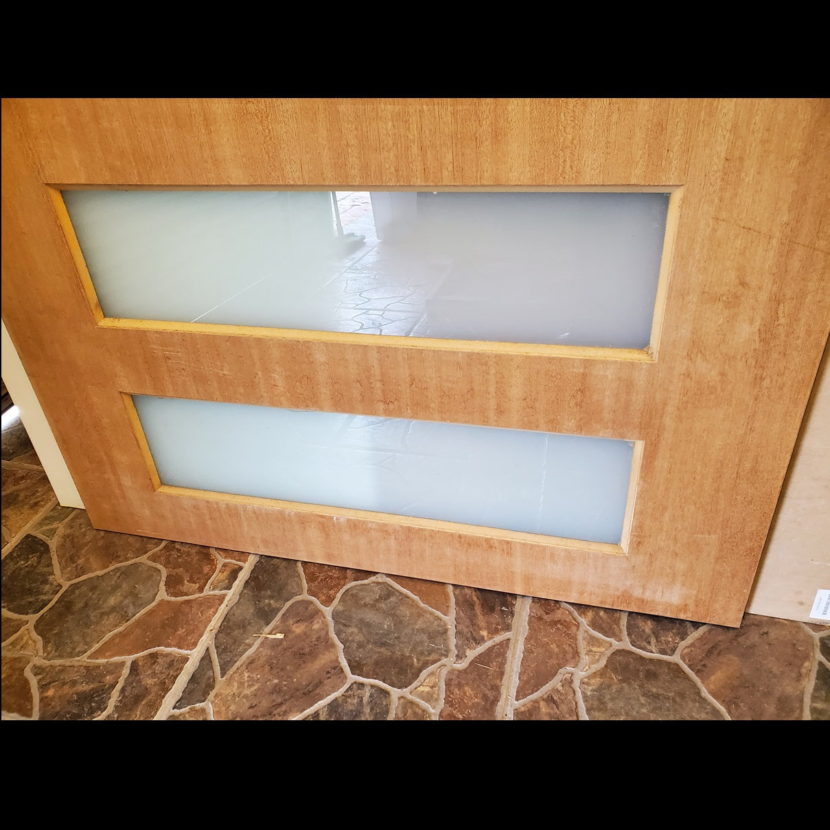 Timber Entry Door - 2160h x 1200w Solid Core w/ 6 x Obscure Glass *Factory 2nd* 20020