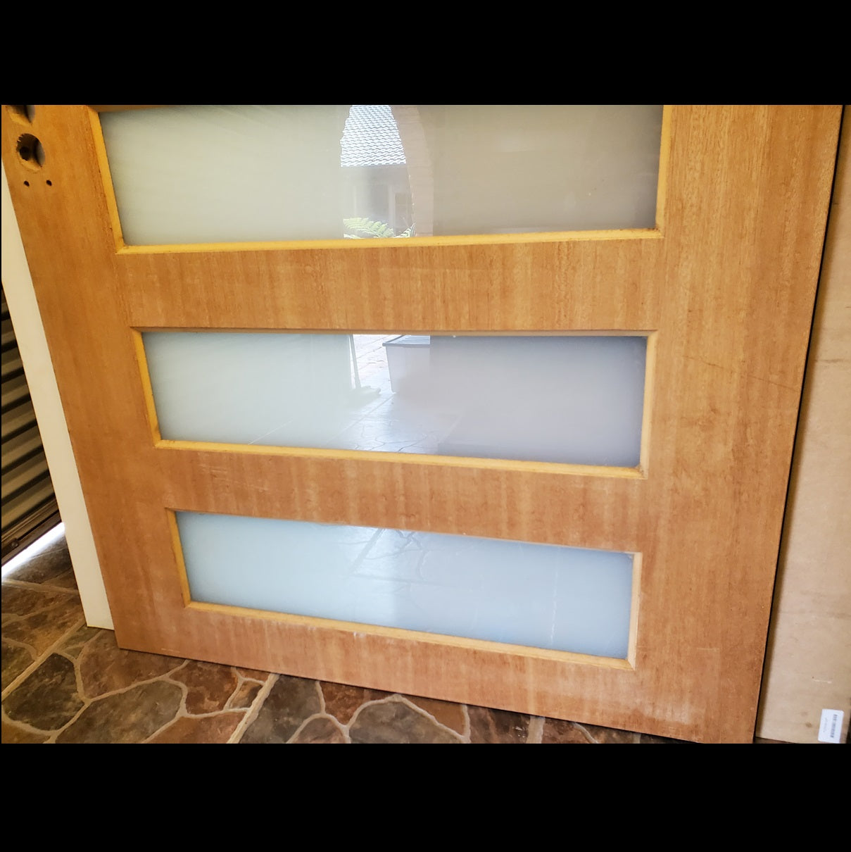 Timber Entry Door - 2160h x 1200w Solid Core w/ 6 x Obscure Glass *Factory 2nd* 20020