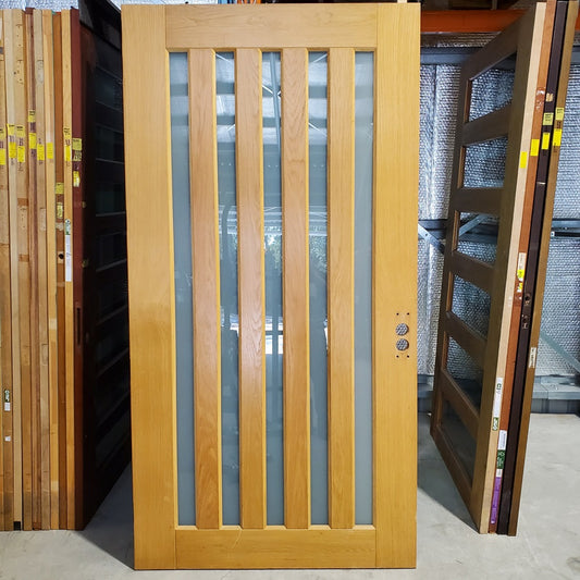 Timber Entry Door - 2340h x 1200w Solid Core w/ 5 x Obscure Glass *2nd Hand* 20050