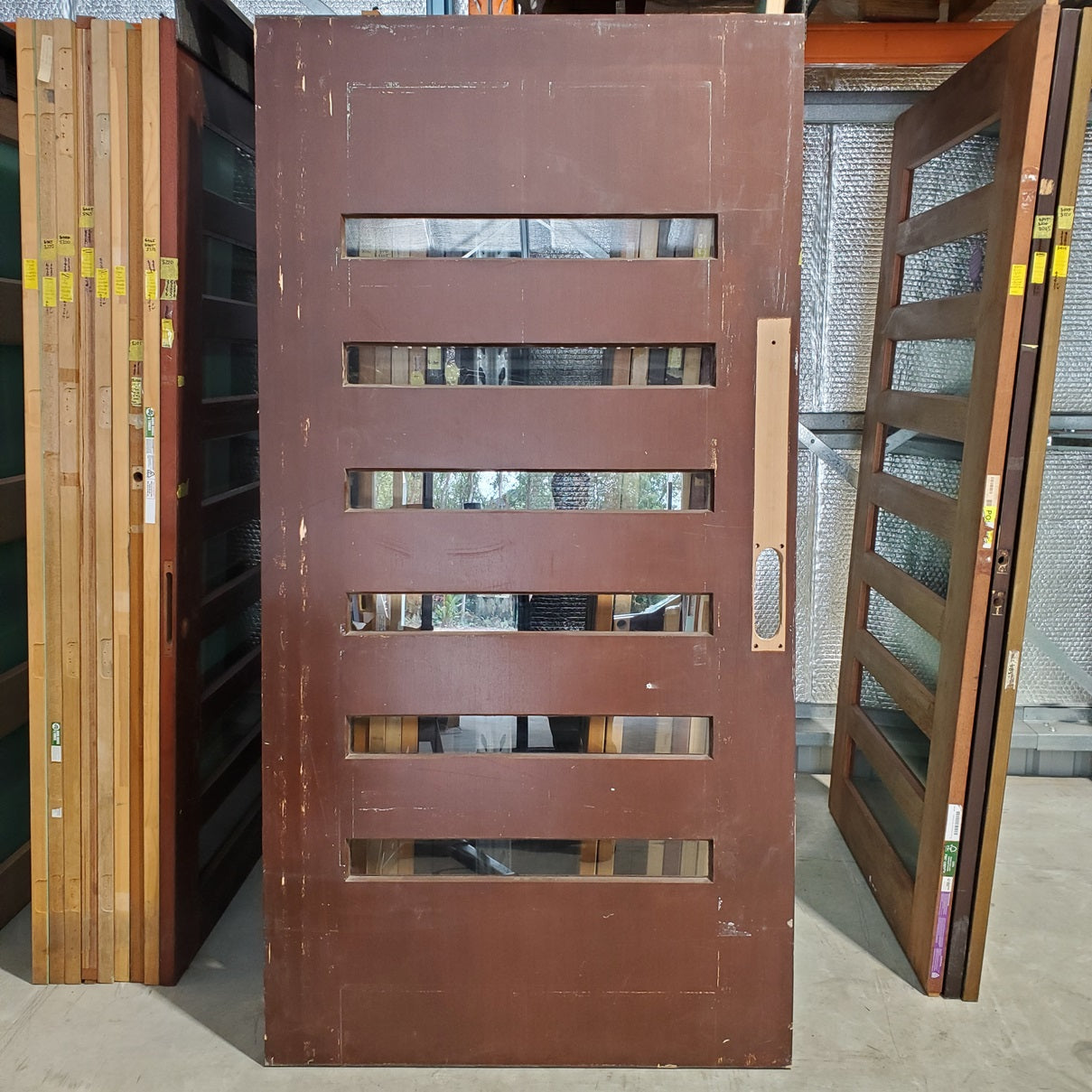 Timber Entry Door - 2340h x 1195w Solid Core w/ 6 x Clear Glass *2nd Hand* 20059