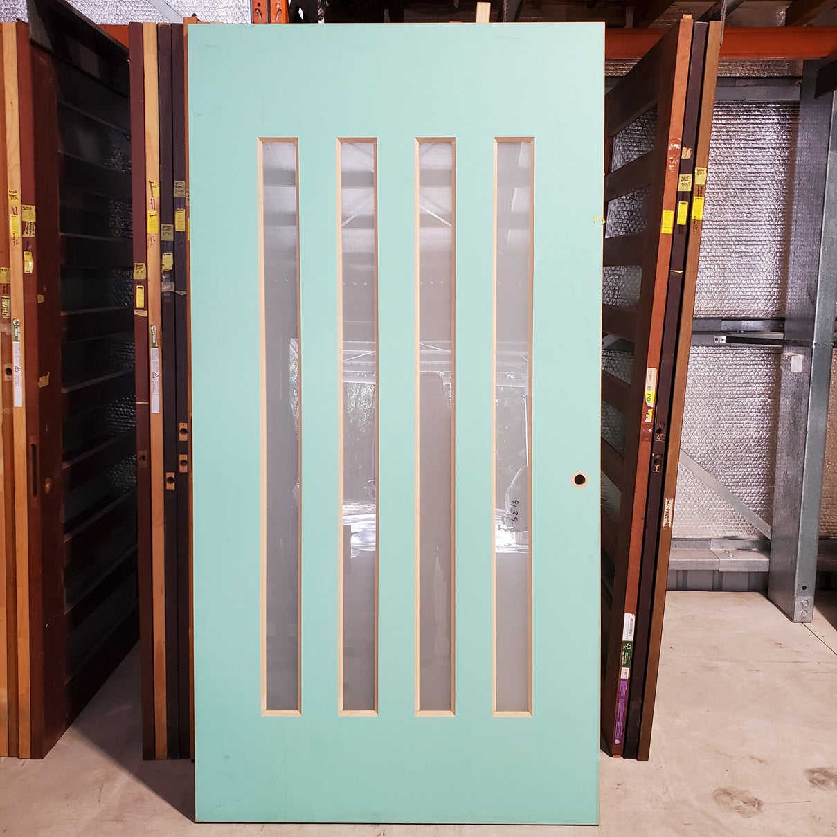 Timber Entry Door - 2340h x 1200w Solid Core w/ 4 x Obscure Glass *Factory 2nd* 20070