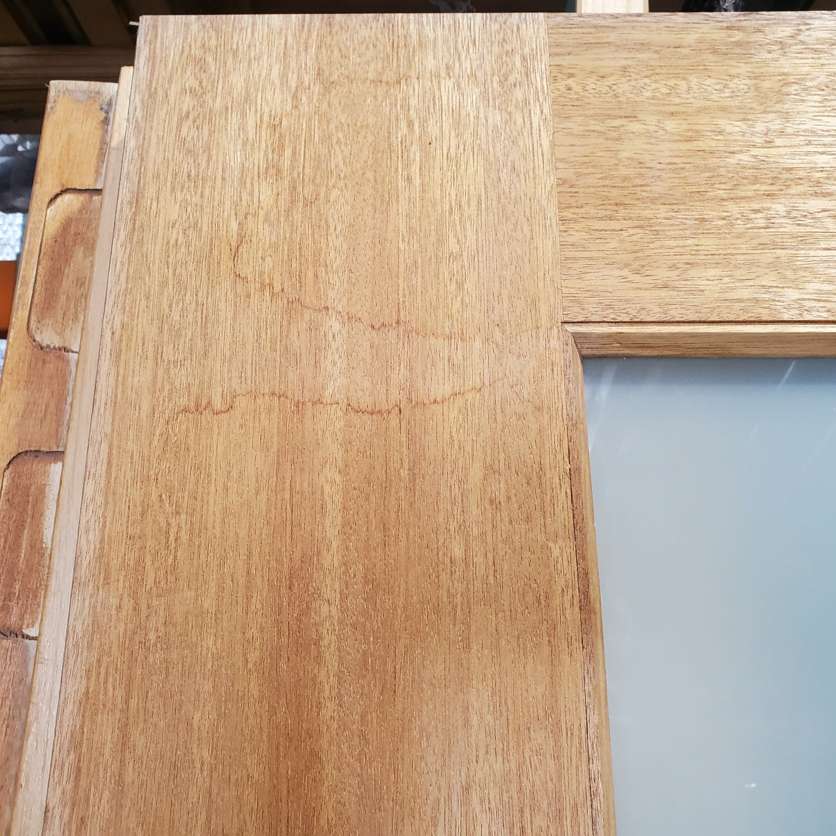 Timber Entry Door - 2340h x 1200w Solid Core w/ 2 x Obscure Glass *Factory 2nd* 20075