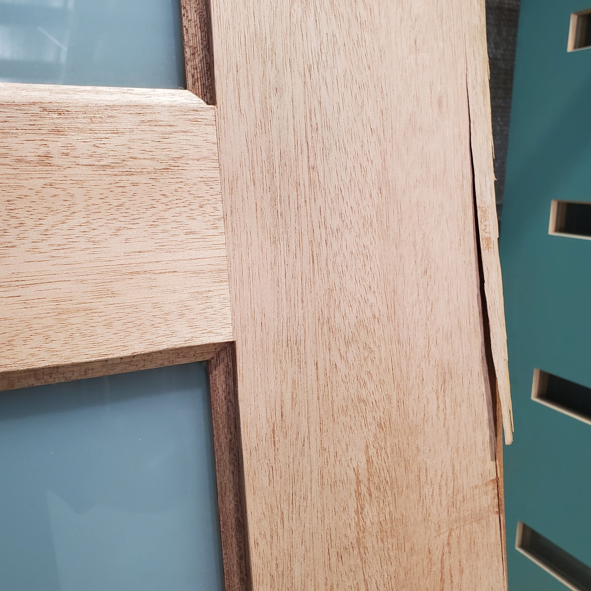 Timber Entry Door - 2340h x 1200w Solid Core w/ 6 x Obscure Glass *Factory 2nd* 20078