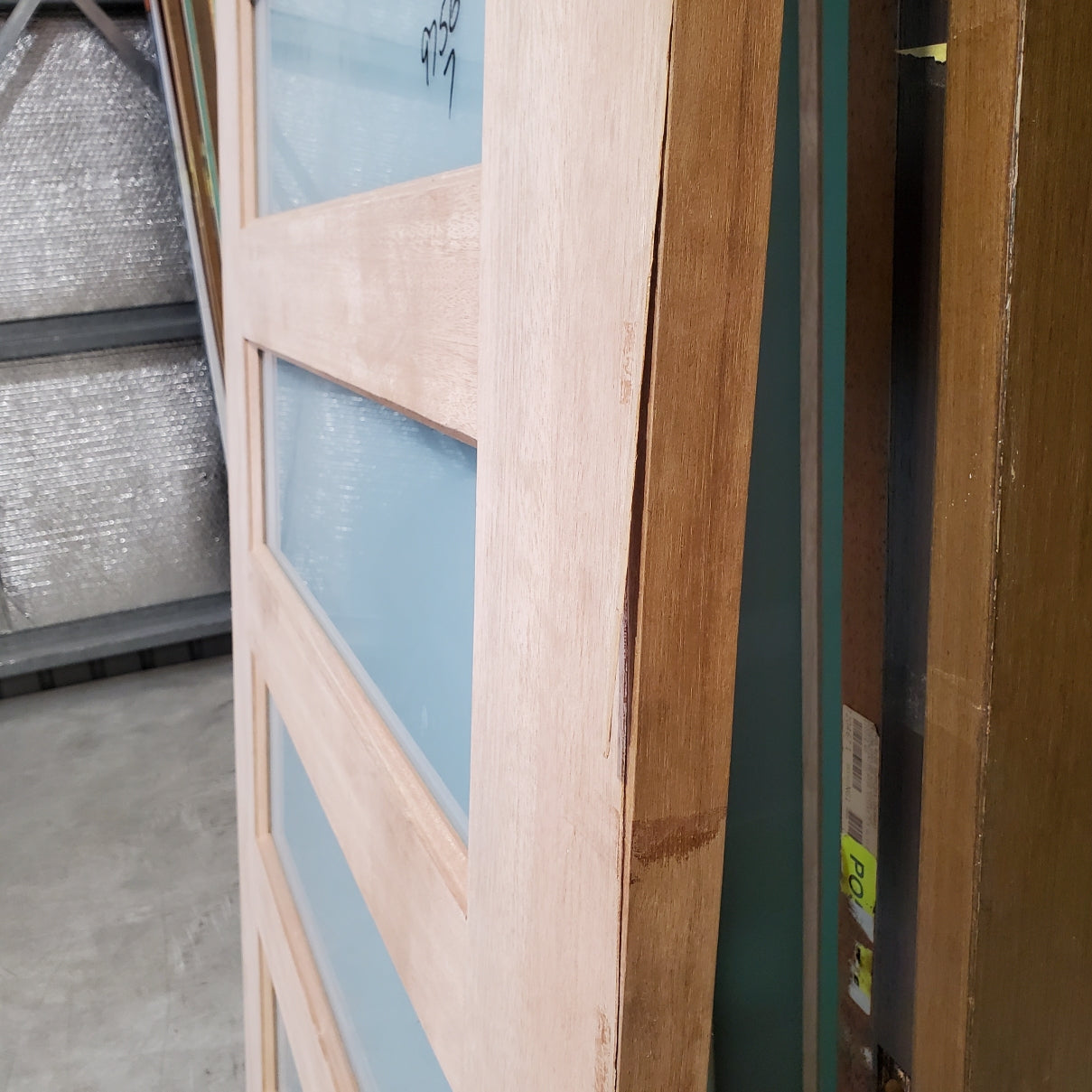 Timber Entry Door - 2340h x 1200w Solid Core w/ 6 x Obscure Glass *Factory 2nd* 20078